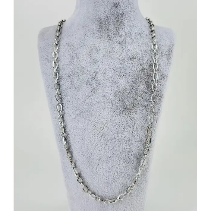 Rodyum Çelik Erkek Kolye 60 Cm - Ekl0014