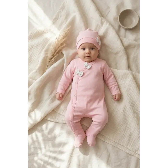 Çiçek Desenli % 100 Pamuk Kız Bebek 4lü Tulum Takımı