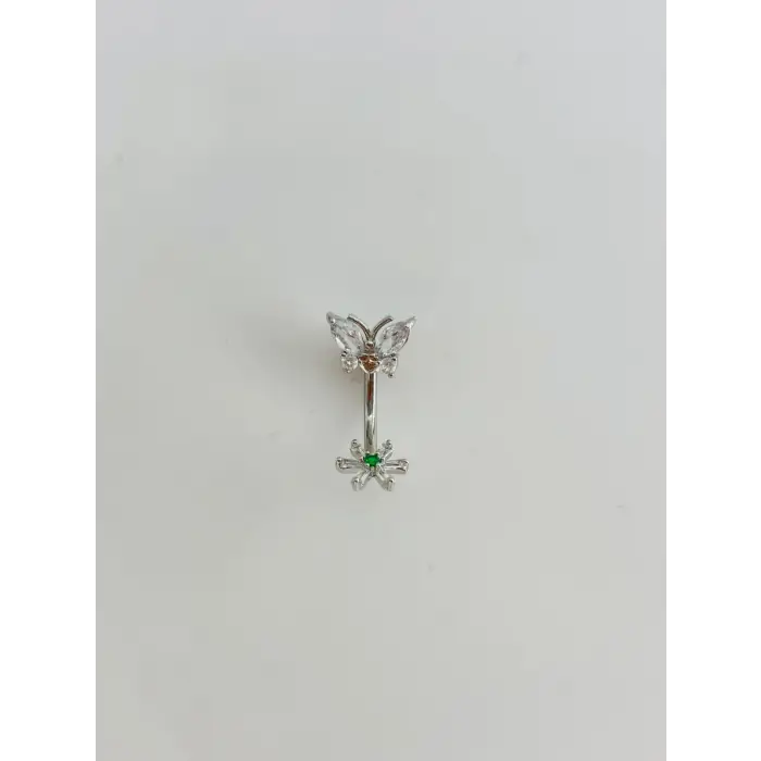 Çiçek Ve Kelebek Detaylıgöbek Piercing - Pg0128