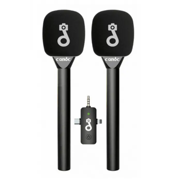 Çift Mikrofonlu Profosyonel Kablosuz Yüksek Kaliteli Ses Kaydı Röportaj Mikrofonu