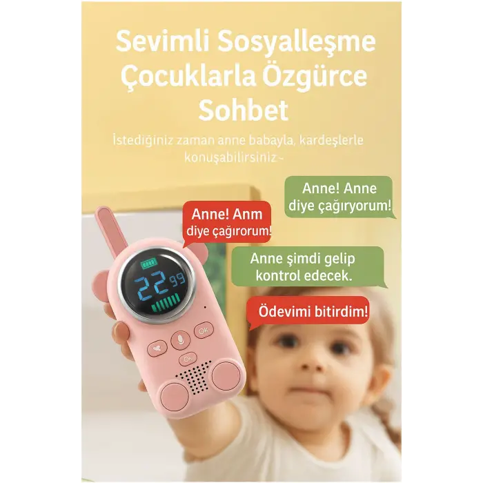 Çocuklar Için Kamp Yürüyüş El Telsizi Şarj Edılebılır 3km Menzil Mavi