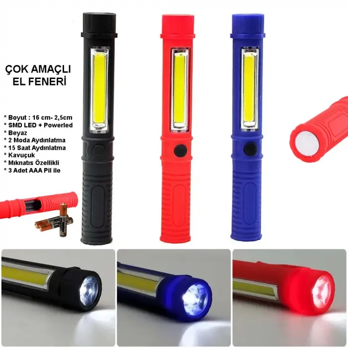 Çok Amaçlı Mıknatıslı Pilli El Feneri  Wt-1905