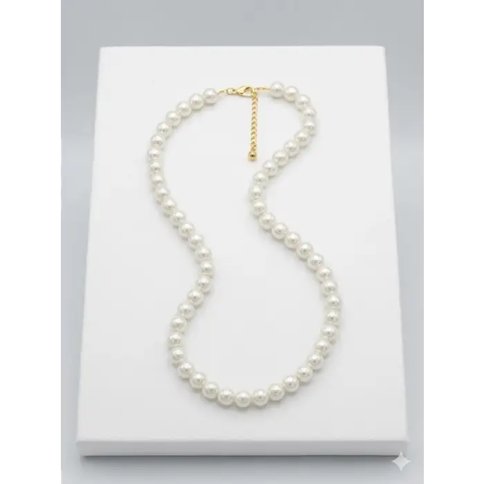 Beyaz Kültür İncisi Kolyeler 40+5 Cm  - Kl0299