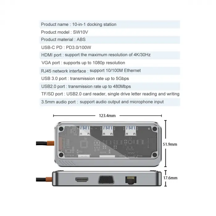 Dönüştürücü 10in1 Hub Sw10v - Gri