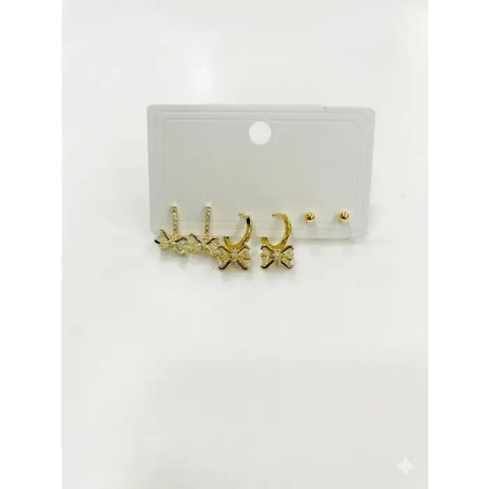 Fiyonk Detaylı Sallantılı Altılı Küpe