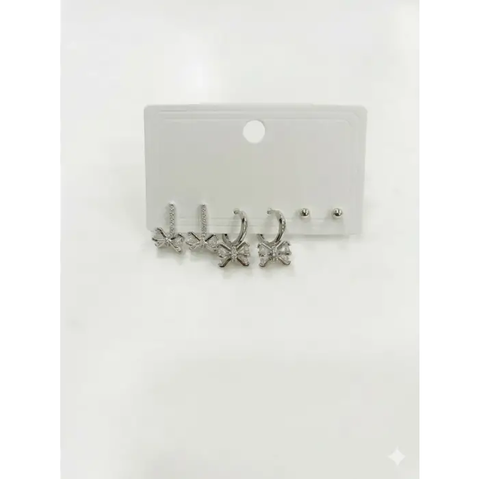 Fiyonk Detaylı Sallantılı Altılı Küpe