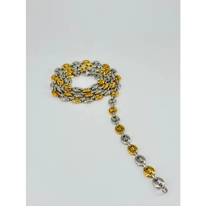 Rodyum Ve   Çelik Erkek Kolye 60 Cm - Ekl0046