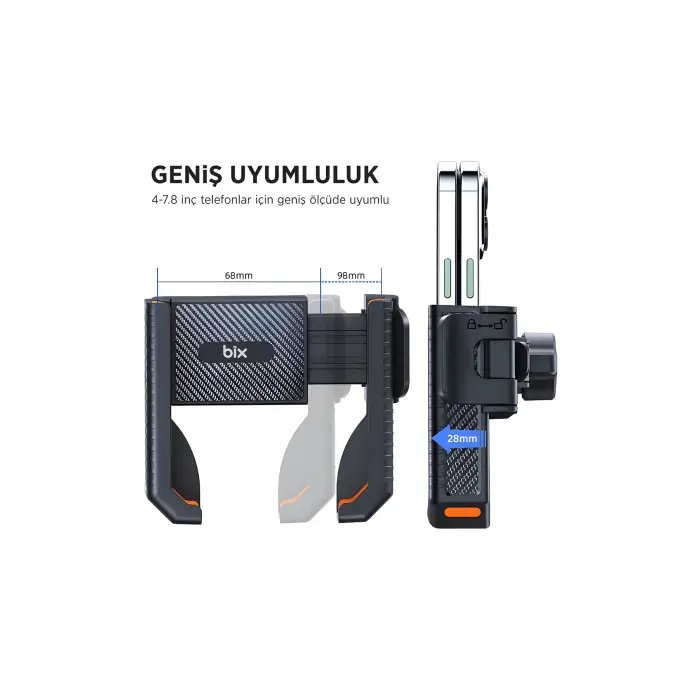 Gidon Bağlantılı Bisiklet Motosiklet İçin Esnek Abs 4-7.8″ İnç Telefon Tutucu 360° Dönebilen Tasarım