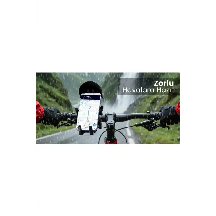 Gidon Bağlantılı Güneş Ve Yağmur Korumalı 360° Derece Ayarlanabilir Motosiklet Bisiklet Telefon Tutucu