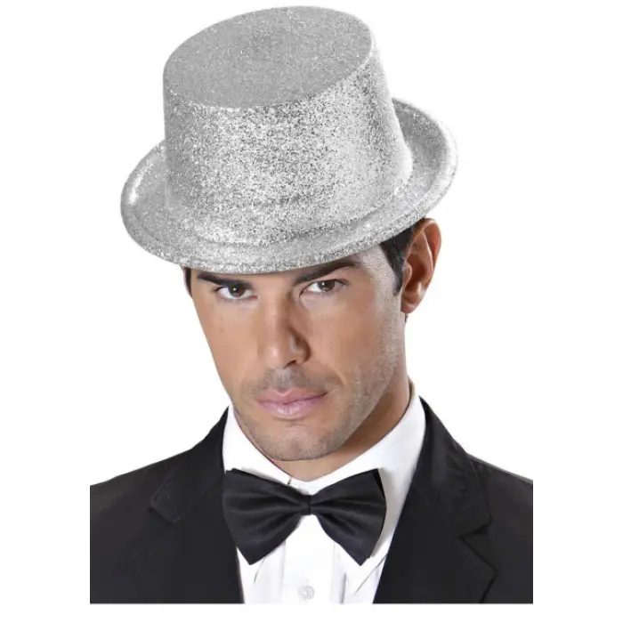 Gümüş Renk Uzun Plastik Simli Parti Şapkası