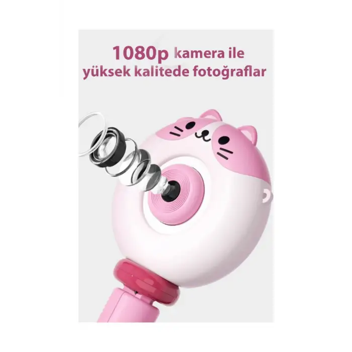 Hd Kamera Karikatür Tripodlu Çocuk Dijital Kamera Fotoğraf Makinası 1080p Video Kaydedici 2.0 İnç