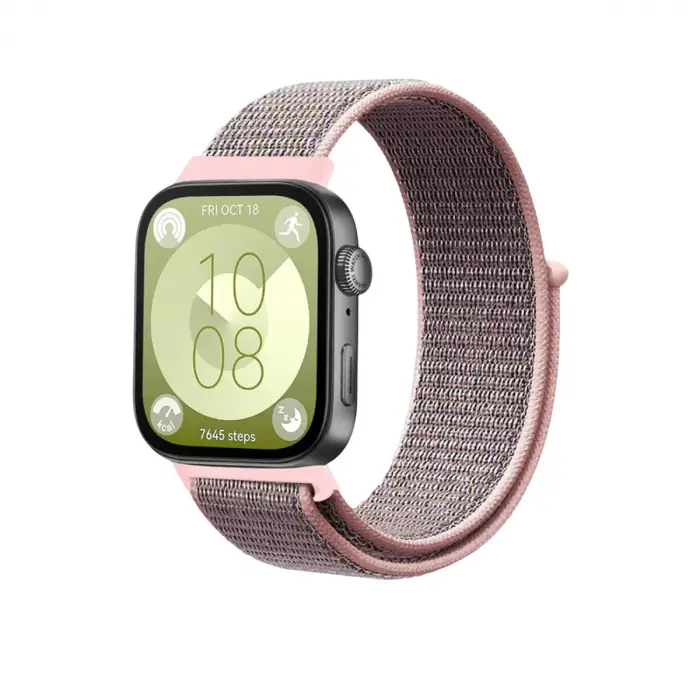 Huawei Fit 4 Hasırlı Cırtcırtlı Kordon (SAAT DEĞİLDİR) - Pembe