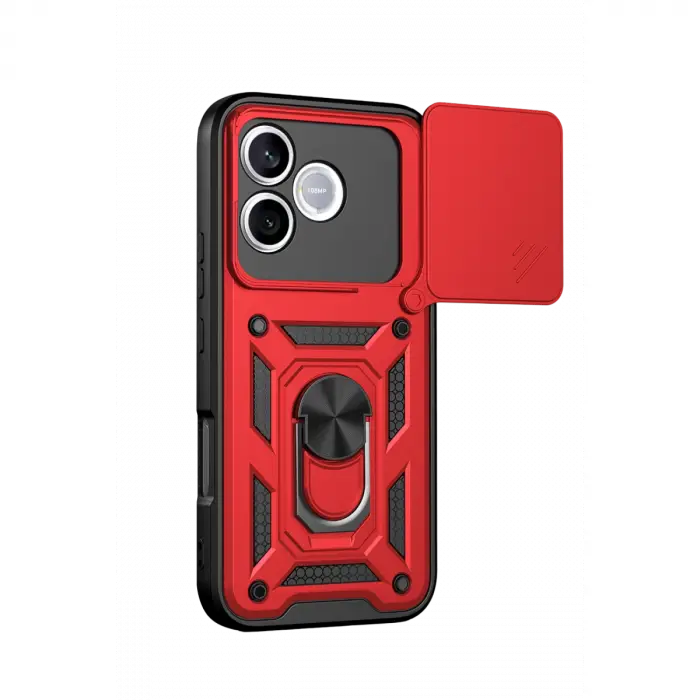 Huawei Honor 600 Lite Pars Lens Yüzüklü Silikon - Kırmızı