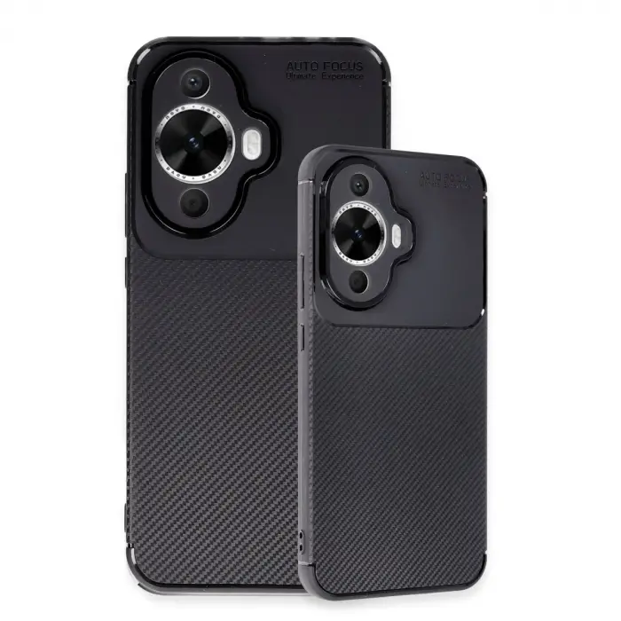 Huawei Nova 12s Kılıf Auto Focus Karbon Kapak - Siyah