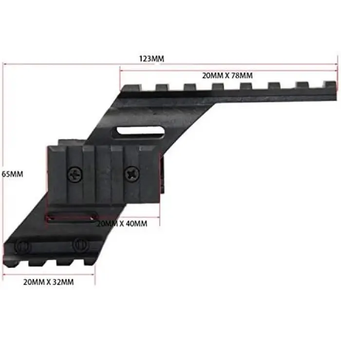 İçin   Polimer Naylon  Fener, Lazer  Üst Ray  22mm