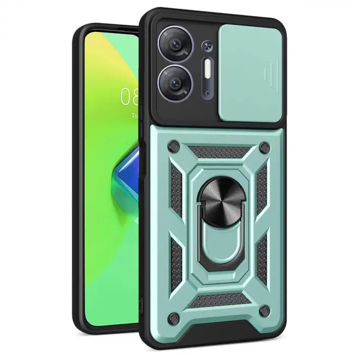 İnfinix Hot 30 5g Kılıf Pars Lens Yüzüklü Silikon - Yeşil