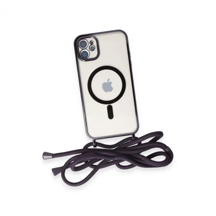 İphone 11 Kılıf Divo Lazer Askılı Magsafe Kapak - Derin Mor