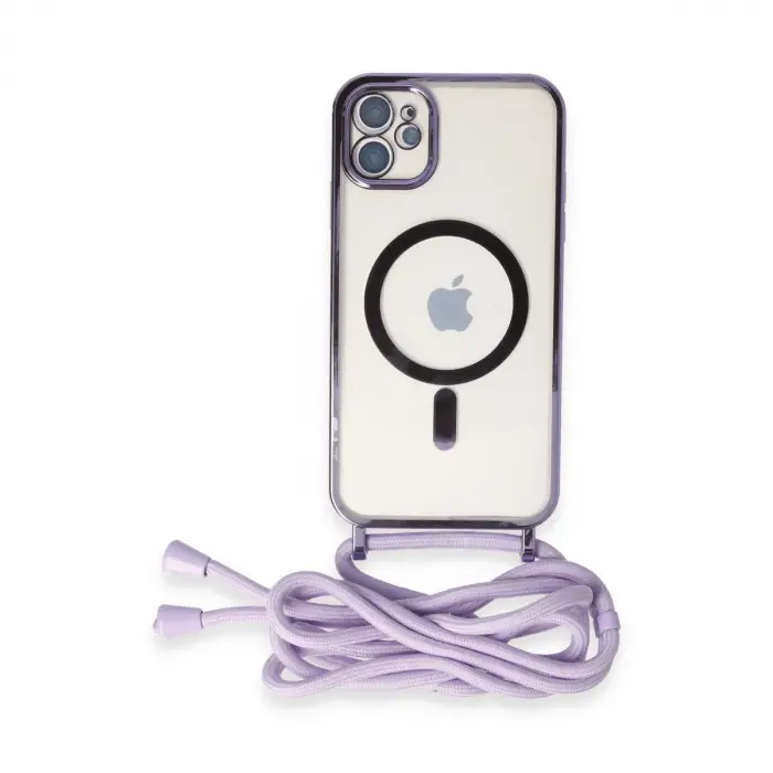 İphone 11 Kılıf Divo Lazer Askılı Magsafe Kapak - Lila