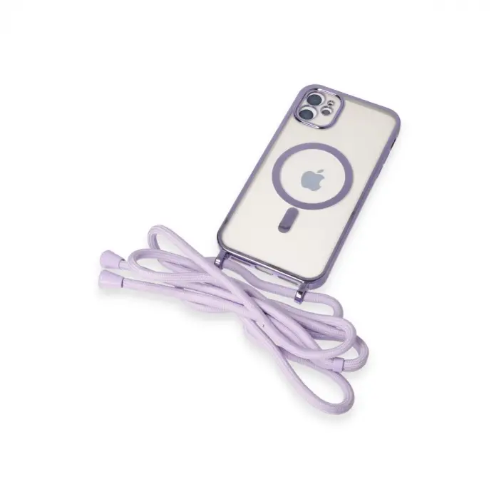 İphone 11 Kılıf Divo Lazer Askılı Magsafe Kapak - Lila