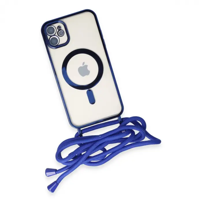 İphone 11 Kılıf Divo Lazer Askılı Magsafe Kapak - Mavi