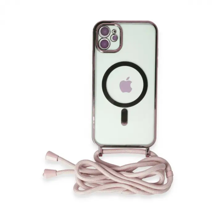 İphone 11 Kılıf Divo Lazer Askılı Magsafe Kapak - Pembe