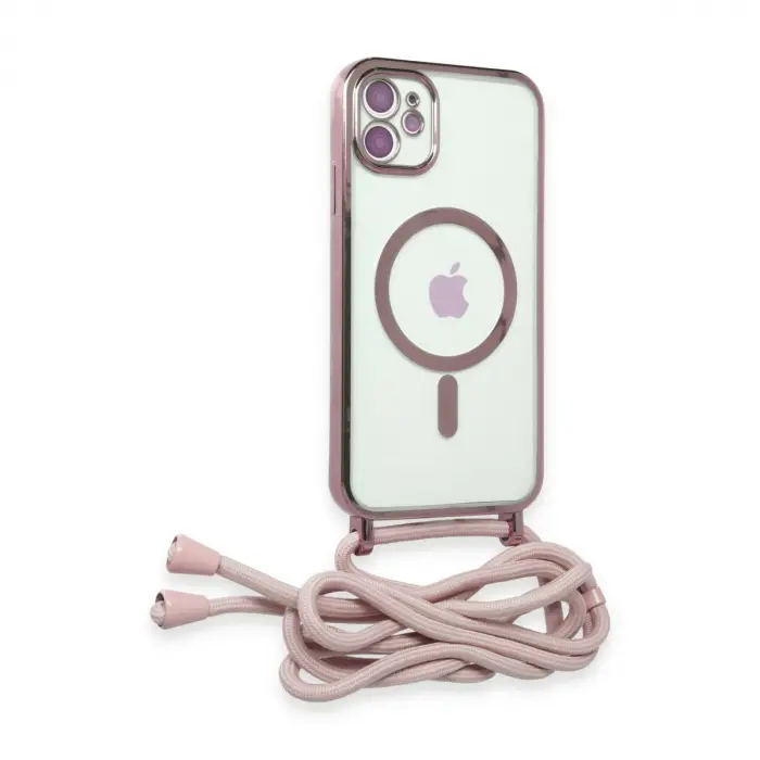 İphone 11 Kılıf Divo Lazer Askılı Magsafe Kapak - Pembe