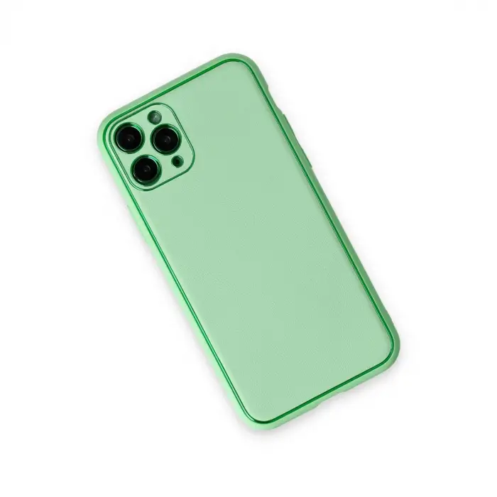 İphone 11 Pro Kılıf Coco Deri Silikon Kapak - Açık Yeşil