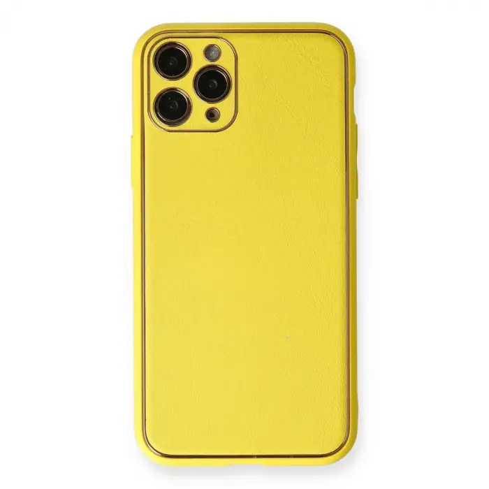 İphone 11 Pro Kılıf Coco Deri Silikon Kapak - Sarı