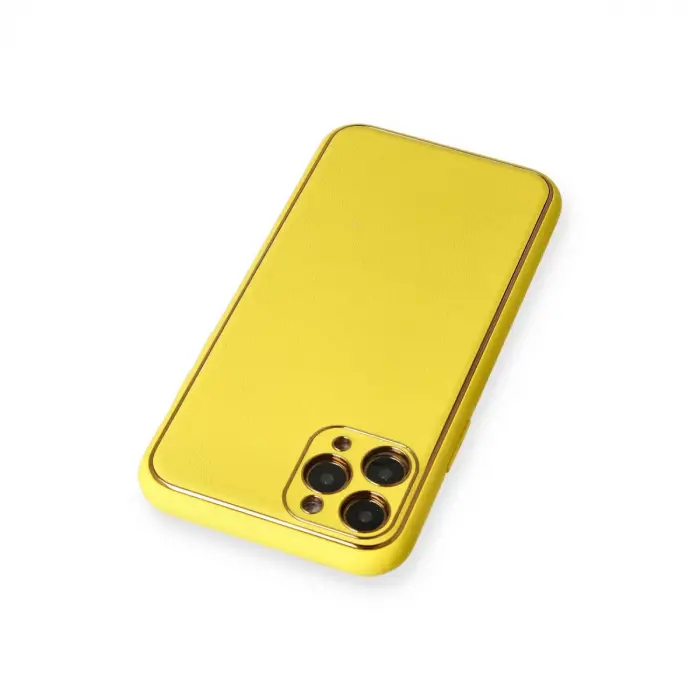İphone 11 Pro Kılıf Coco Deri Silikon Kapak - Sarı