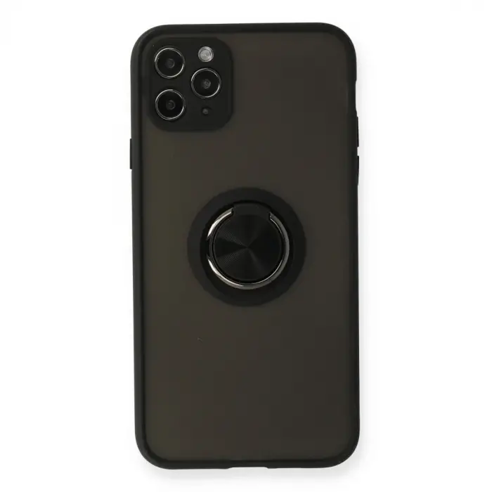 İphone 11 Pro Kılıf Montreal Yüzüklü Silikon Kapak - Siyah