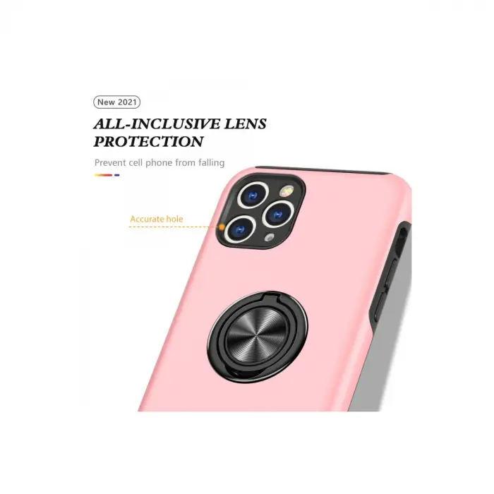 İphone 11 Pro Max Kılıf Elit Yüzüklü Kapak - Pembe
