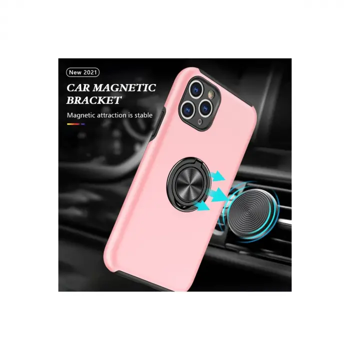 İphone 11 Pro Max Kılıf Elit Yüzüklü Kapak - Pembe