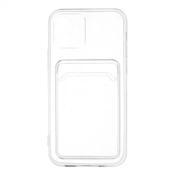 İphone 12 Kılıf Kart Şeffaf Silikon - Şeffaf