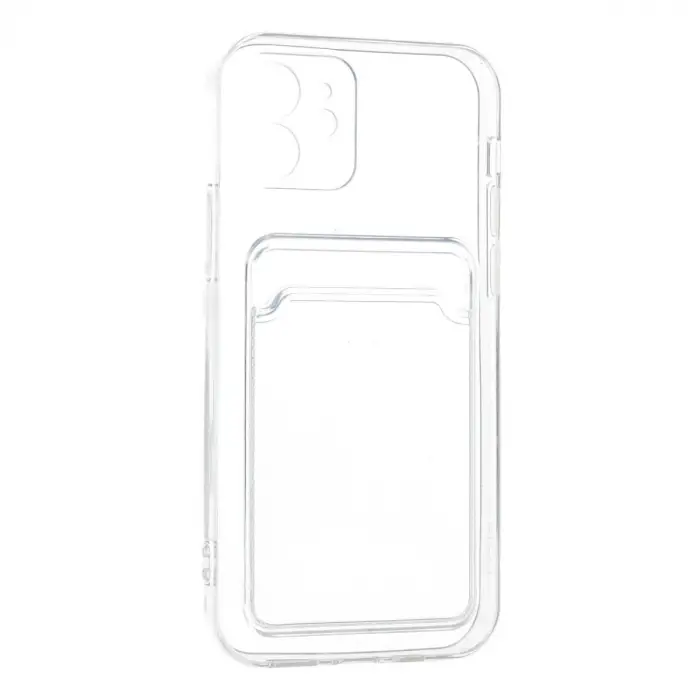 İphone 12 Kılıf Kart Şeffaf Silikon - Şeffaf