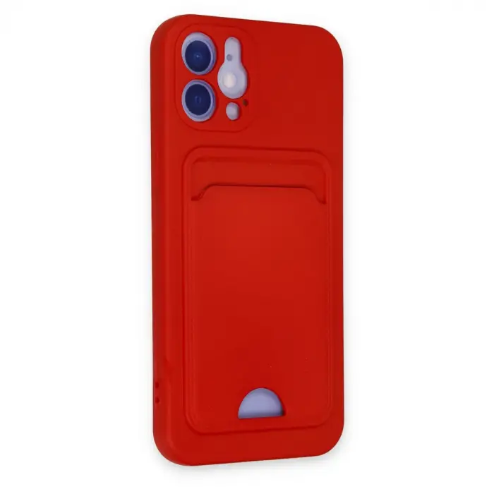 İphone 12 Kılıf Kelvin Kartvizitli Silikon - Kırmızı
