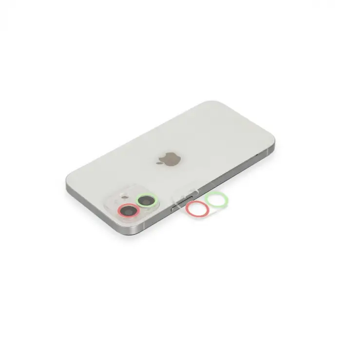 İphone 12 Mini Renkli Kamera Lens Koruma Cam - Yeşil-pembe