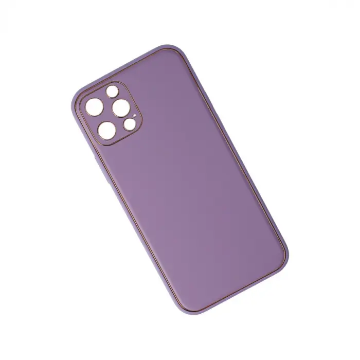 İphone 12 Pro Kılıf Coco Deri Silikon Kapak - Lila