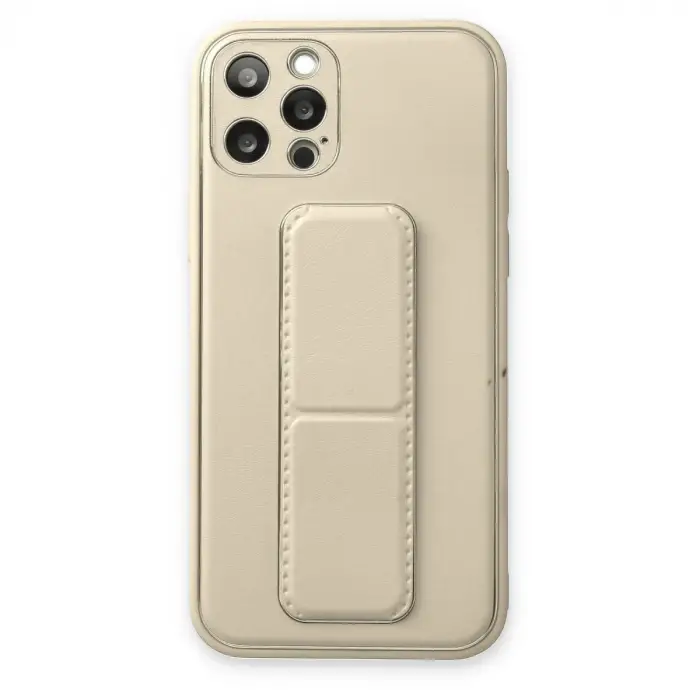 İphone 12 Pro Kılıf Coco Deri Standlı Kapak - Beyaz