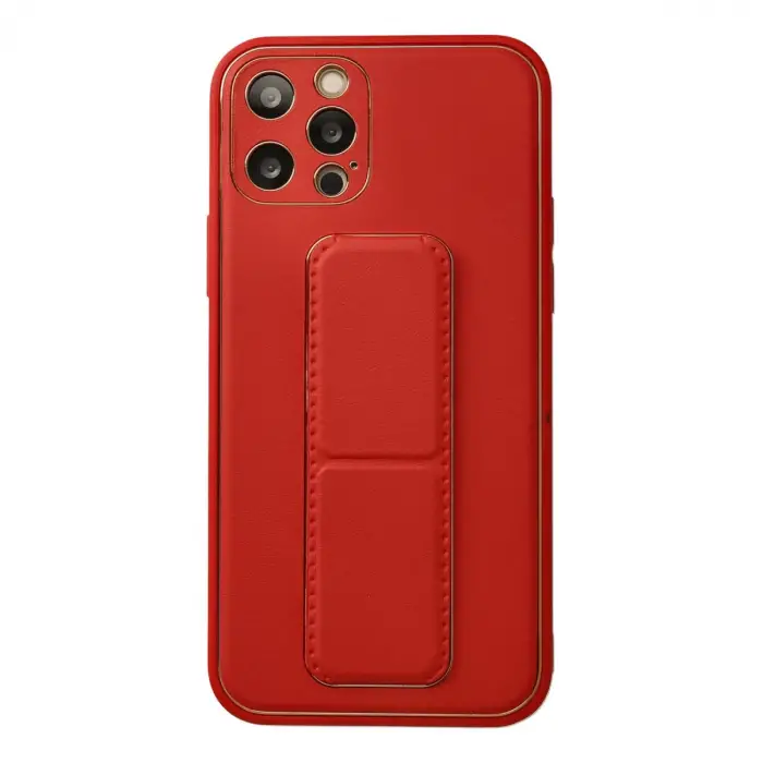 İphone 12 Pro Kılıf Coco Deri Standlı Kapak - Kırmızı