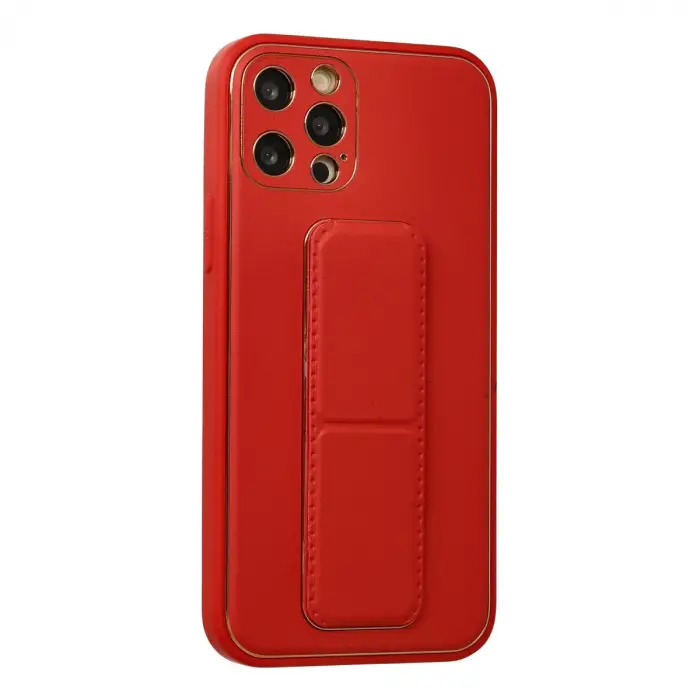 İphone 12 Pro Kılıf Coco Deri Standlı Kapak - Kırmızı