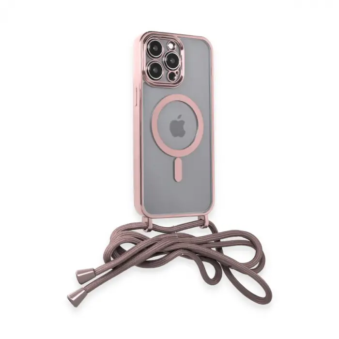 İphone 12 Pro Kılıf Divo Lazer Askılı Magsafe Kapak - Pembe