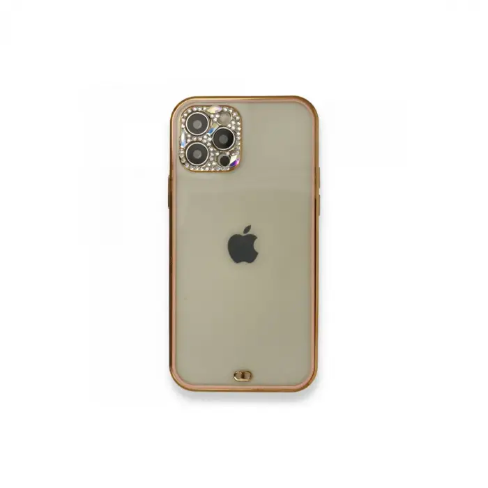 İphone 12 Pro Kılıf Liva Taşlı Silikon - Pembe