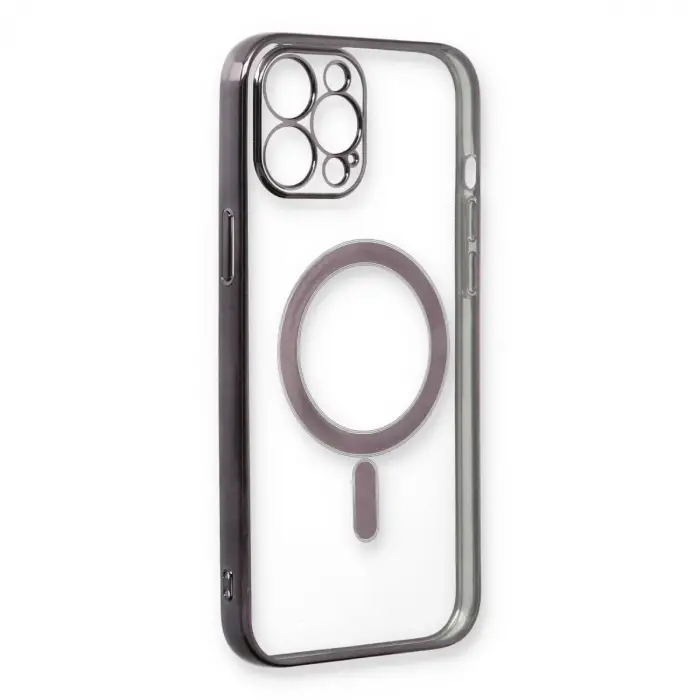 İphone 12 Pro Kılıf Magneticsafe Lazer Silikon - Siyah