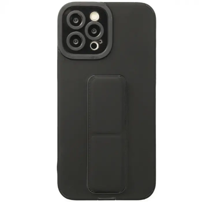 İphone 12 Pro Kılıf Mega Standlı Silikon - Siyah