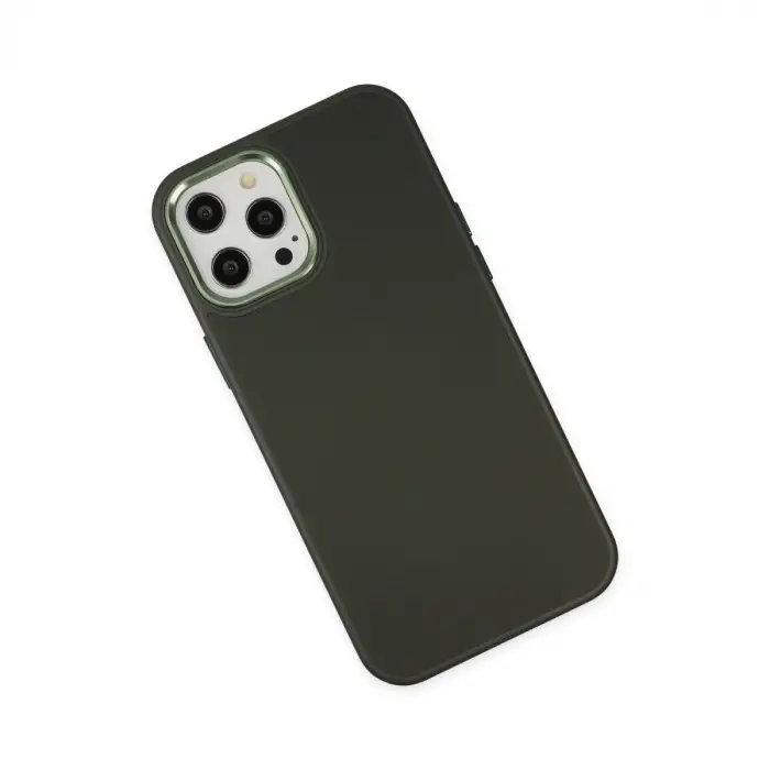 İphone 12 Pro Max Kılıf Asya Deri Silikon - Koyu Yeşil