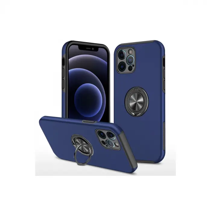 İphone 12 Pro Max Kılıf Elit Yüzüklü Kapak - Lacivert