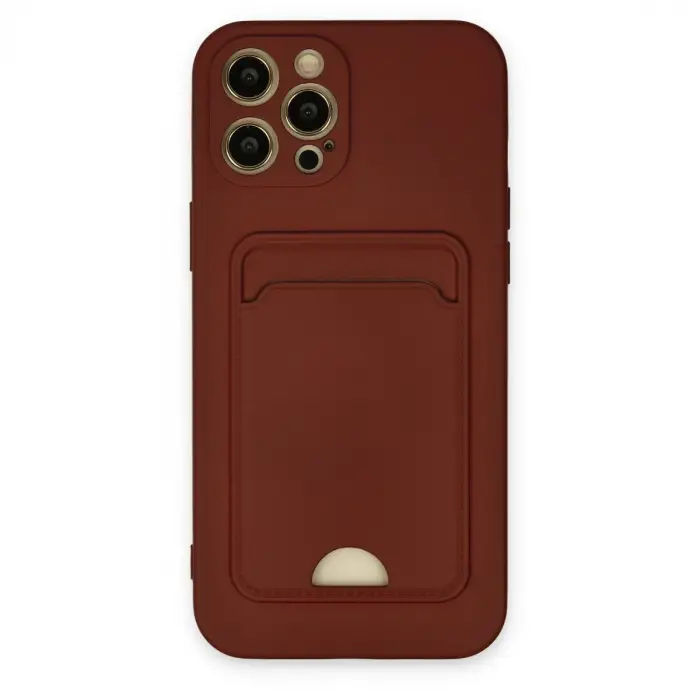 İphone 12 Pro Max Kılıf Kelvin Kartvizitli Silikon - Bordo