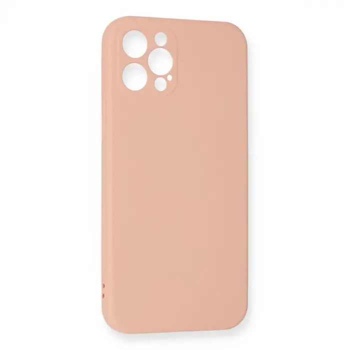İphone 12 Pro Max Kılıf Nano İçi Kadife Silikon - Pudra