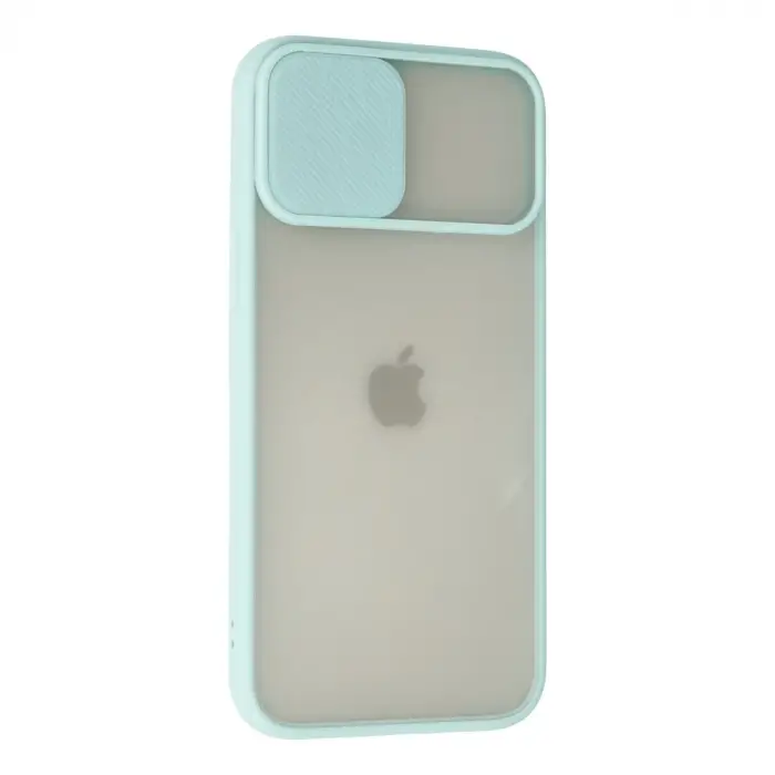İphone 12 Pro Max Kılıf Palm Buzlu Kamera Sürgülü Silikon - Turkuaz