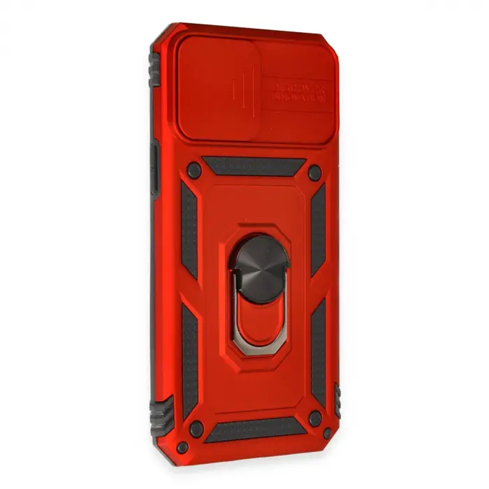 İphone 12 Pro Max Kılıf Pars Lens Yüzüklü Silikon - Kırmızı